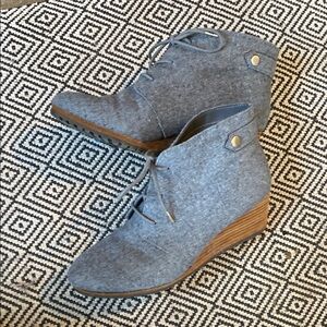 Stylish Gray Wedge Ankle Boots